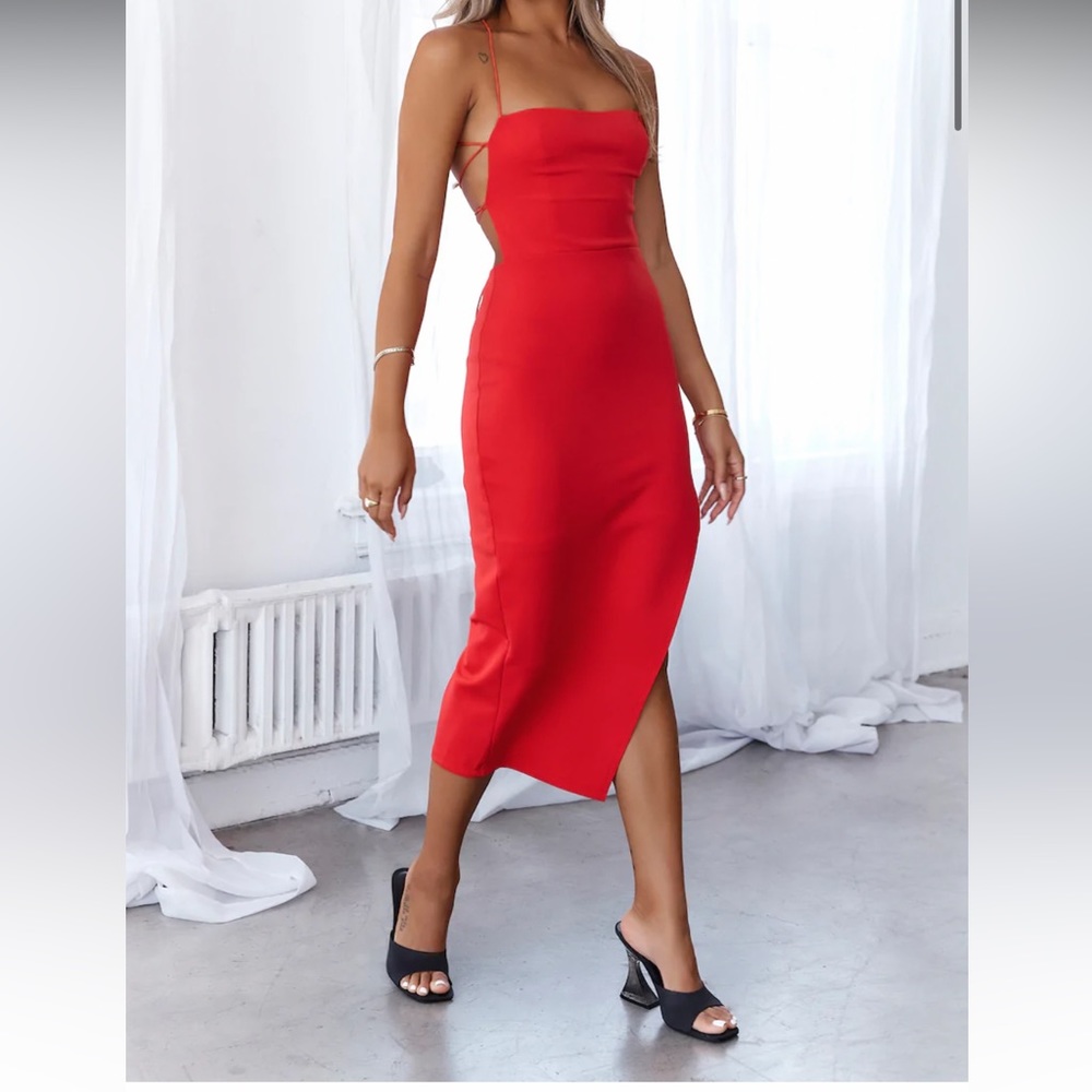 Red midi dress